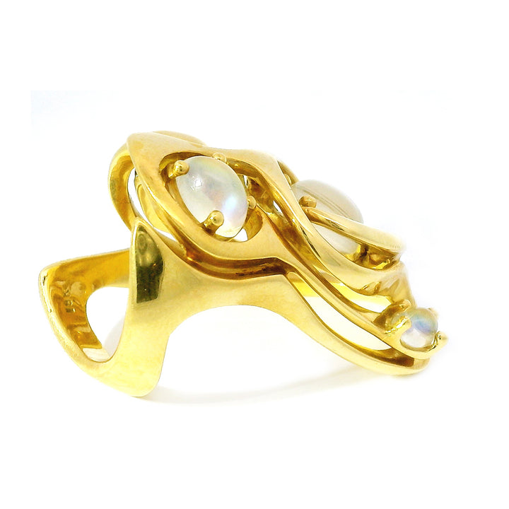 Alan Giovannetti 18K Yellow Gold & Moonstone Sculptural Ring - "Breakthrough"