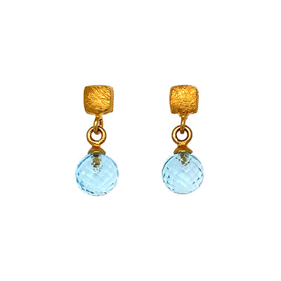 24K Gold Vermeil and Blue Topaz Stud Earrings