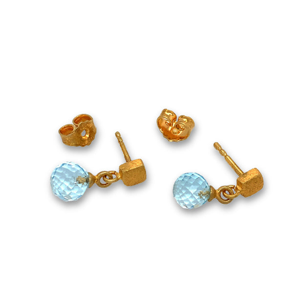 24K Gold Vermeil and Blue Topaz Stud Earrings