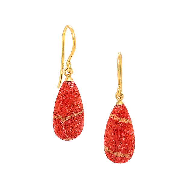 Gold Vermeil Coral Drop Earrings