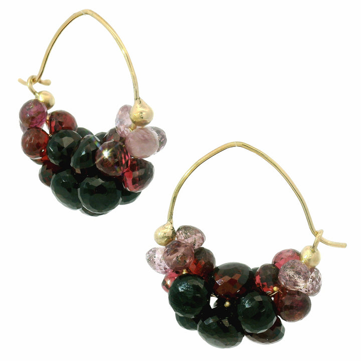 Garnet Briolette Earrings - "Medium Clouds"