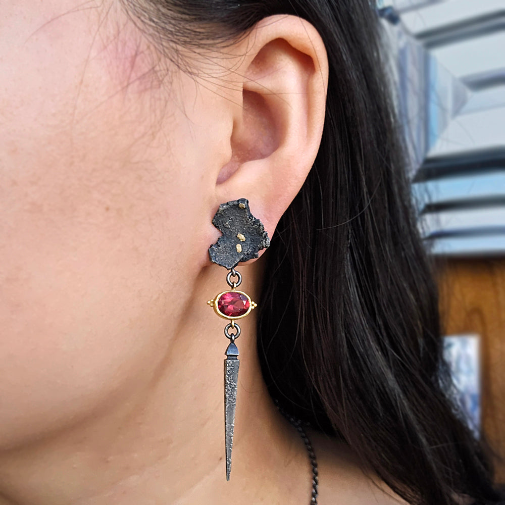 Garnet & Sterling Silver 'Talentum" Earrings
