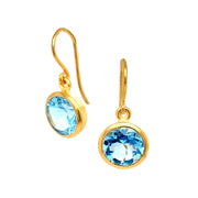 Gold Vermeil & Faceted Blue Topaz Drop Earrings - "Blue Skies"