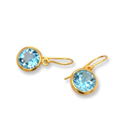 Gold Vermeil & Faceted Blue Topaz Drop Earrings - "Blue Skies"