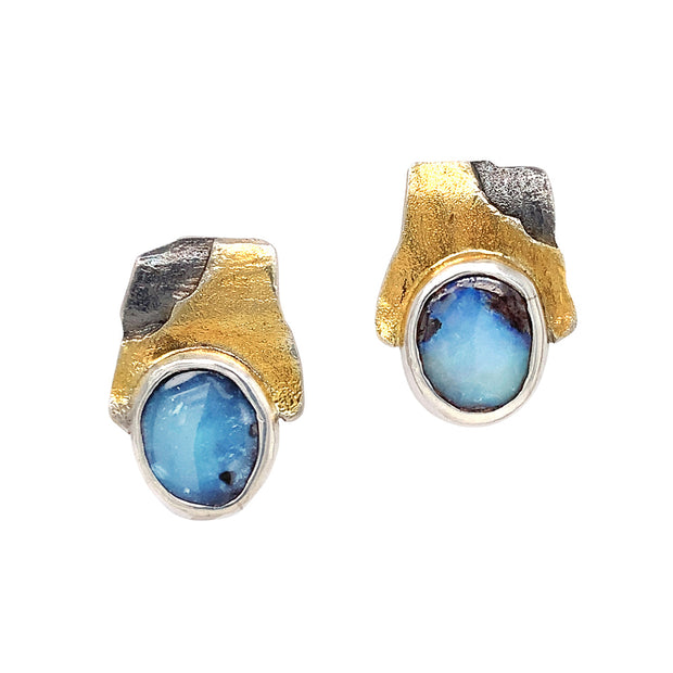 One-of-a-Kind Opal Stud Earrings - "Misty Ravine"