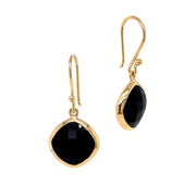 Gold Vermeil and Kite-Shaped Black Onyx Drop Earrings - "Stellar"