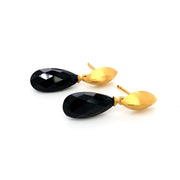 Gold Vermeil Marquise Studs with Black Spinel Drops