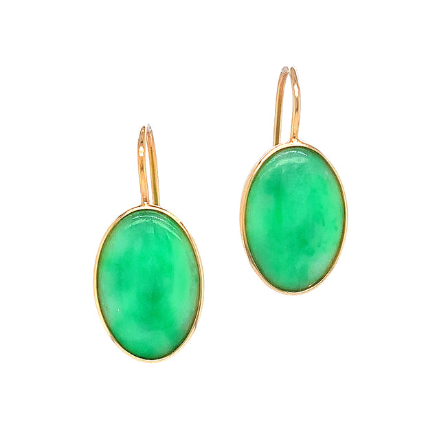 Jadeite & Yellow Gold Lever back Earrings - "Ella"