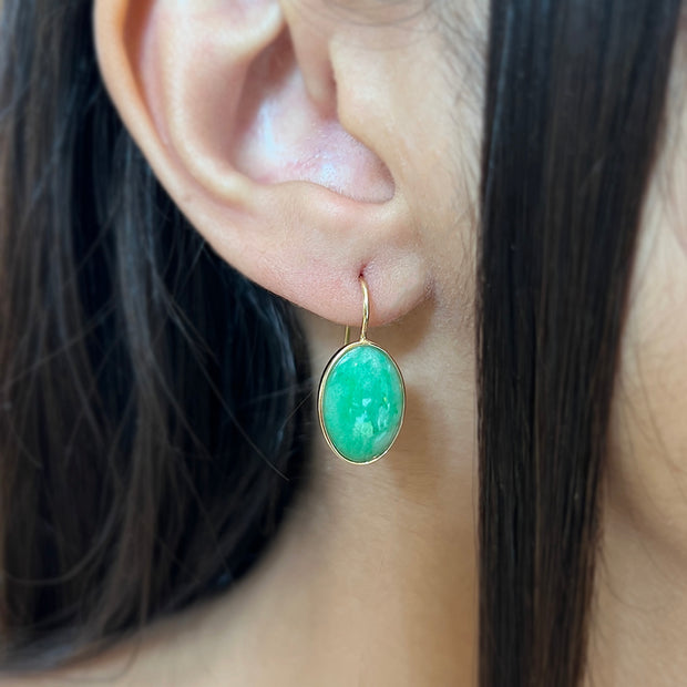 Jadeite & Yellow Gold Lever back Earrings - "Ella"