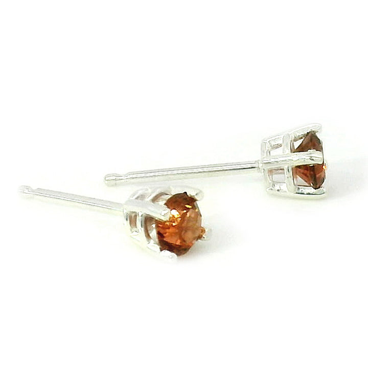 Montana Garnet & Sterling Silver Basket Studs - "Mountain Glow"