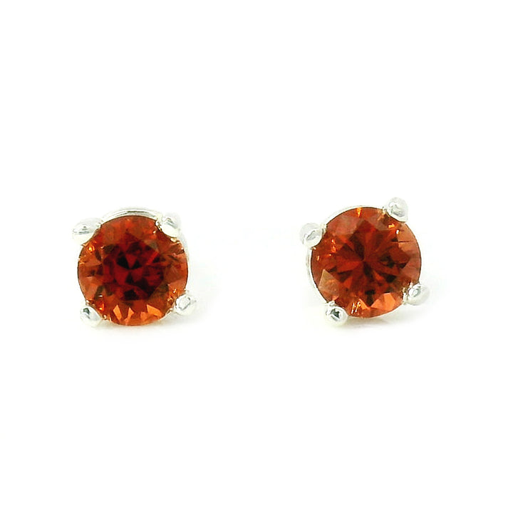 Montana Garnet & Sterling Silver Basket Studs - "Mountain Glow"