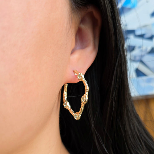 Topaz Stud Hoop Earrings in Gold Vermeil - "Blue Lava"