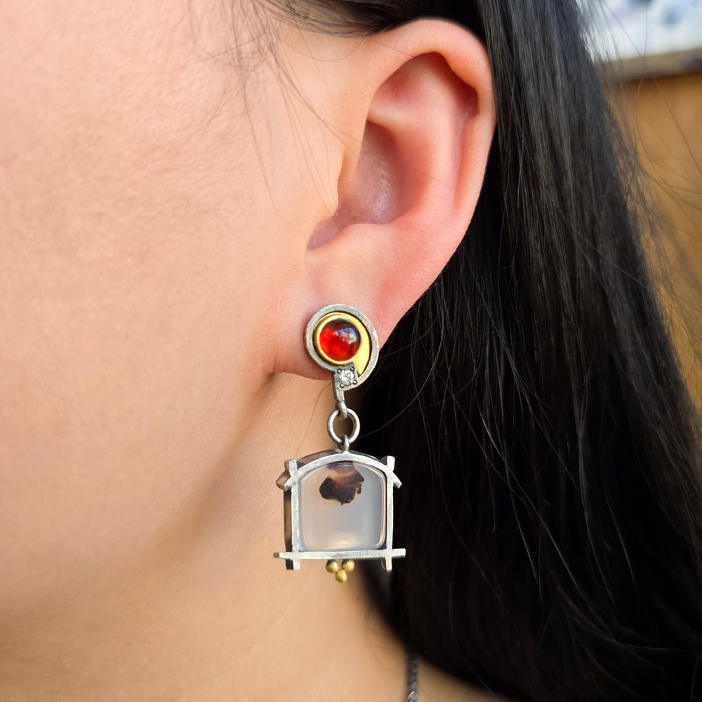 Montana Agate Drop Earrings - "Shoji Clouds"