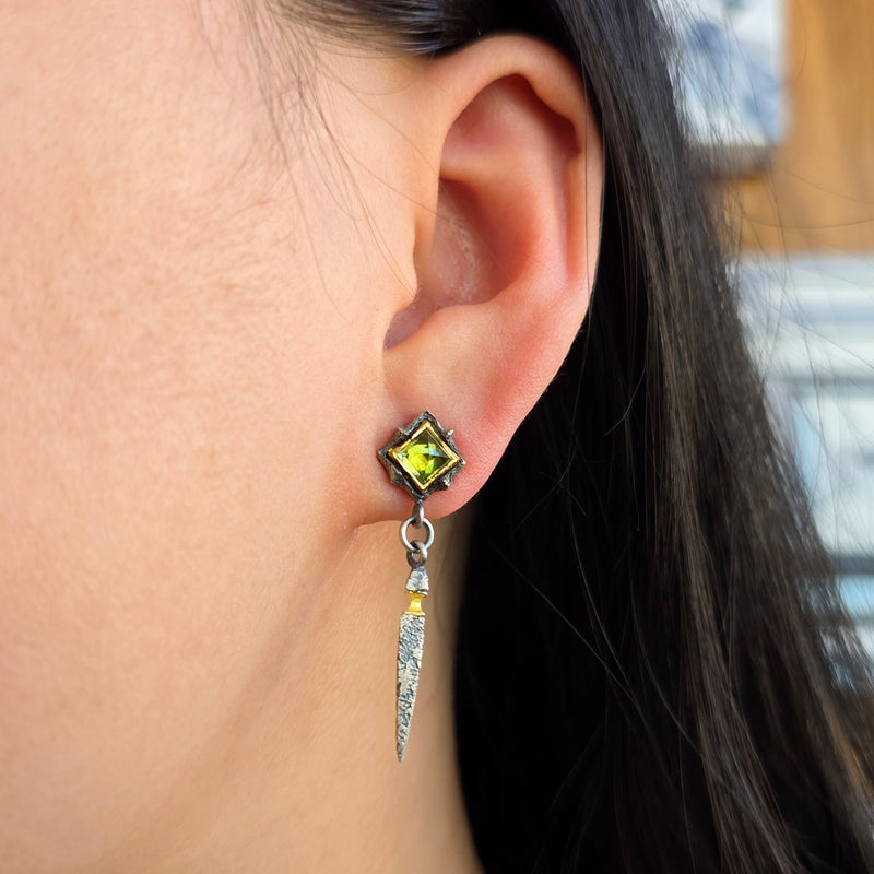 Green Tourmaline Drop Earrings - "Viridis Vetus"