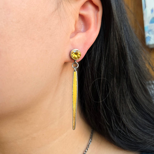 Gold Citrine Color Drop Earrings