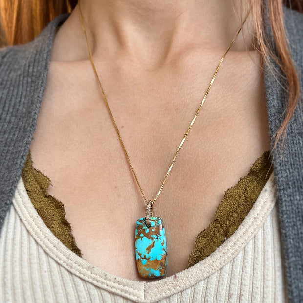 Kingman Turquoise & Diamond Necklace - "Bernadette"