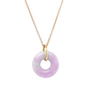 Lavender Jadeite & Yellow Gold Circle Pendant - "Bellflower"