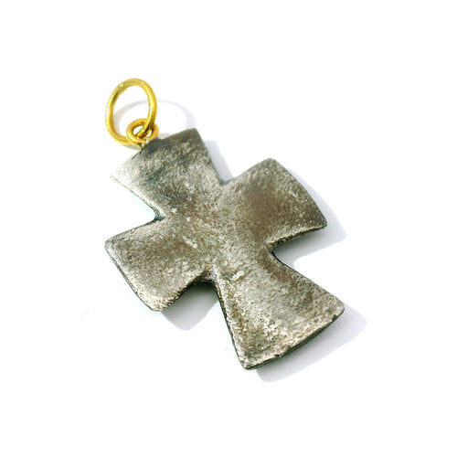 Blue Sapphire Cross Pendant - "Byzantine"