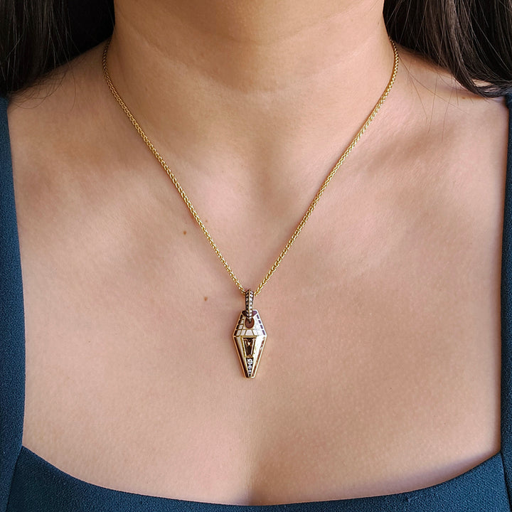 One-of-a-Kind Cognac Zircon & Enamel Pendant - "Pharoah"