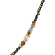 Pyrite, Herkimer Crystals, and Labradorite Gold Vermeil Necklace - "Stormy Days"