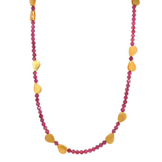 Pink Tourmaline & Gold Vermeil Necklace - "Summer Rose"