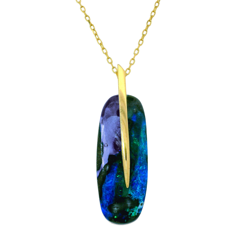 One-of-A-Kind Boulder Opal Necklace - "Feather"
