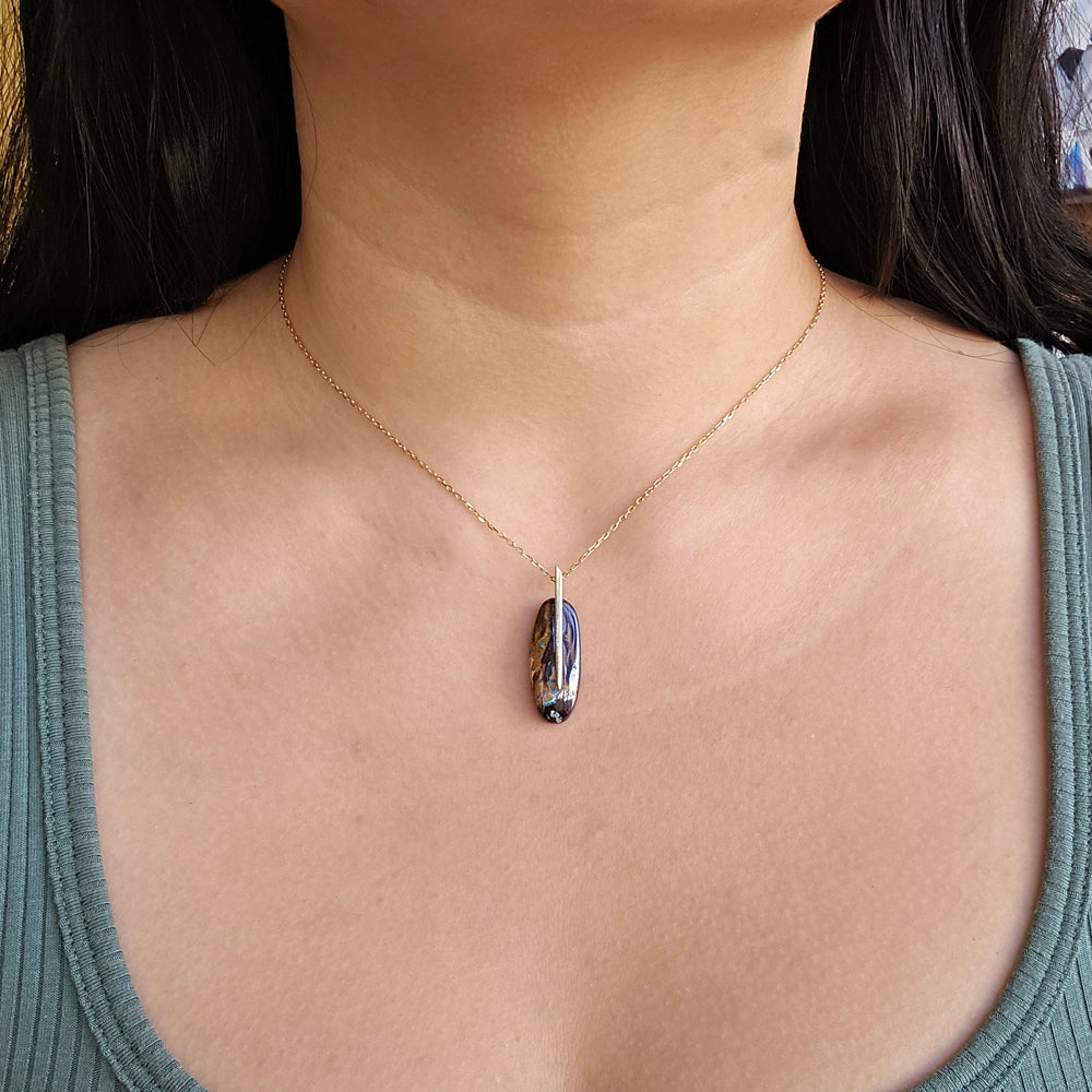 One-of-A-Kind Koroit Opal Necklace - "Feather"