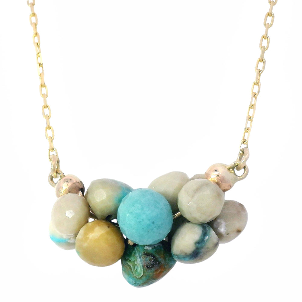 Turquoise Briolette Cluster Necklace - "Small Cloud"