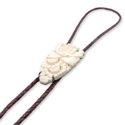 Braided Leather and Bone Bolo - "Autumn Sunset Bouquet"