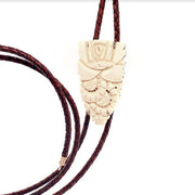 Braided Leather and Bone Bolo - "Autumn Sunset Bouquet"