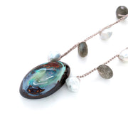 Koroit Opal, Labradorite, & Pearl Necklace - "Sea Cliff"