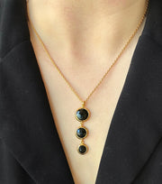 Gold Vermeil and Black Onyx Multi-Drop Necklace - "Elvira"