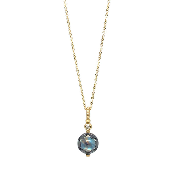 Gold & Oxidized Sterling Silver Moonstone Necklace - "Aurora Elixir"