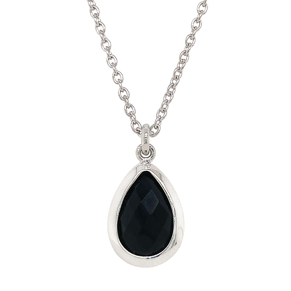 Sterling Silver and Onyx Necklace - "Drop of Shadow"