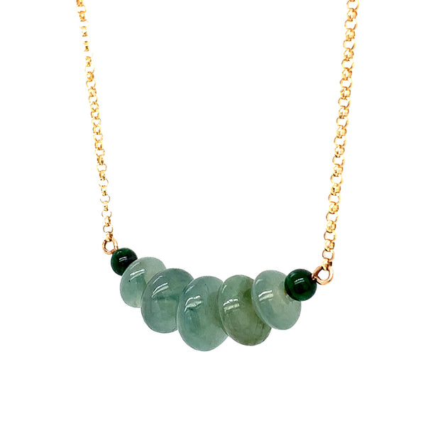 Green Jadeite & Yellow Gold Necklace - "Serene"