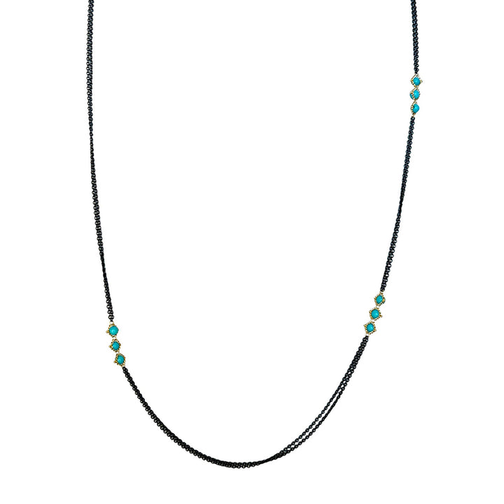 Turquoise & Chain Double Station Necklace - "Vacation Days"