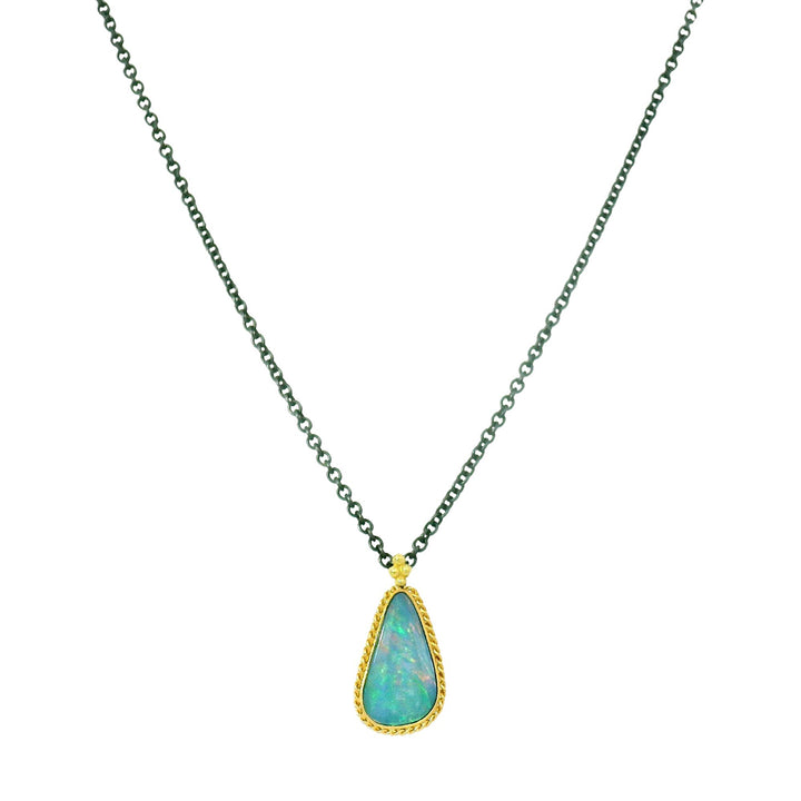 Australian Opal Doublet Two-Tone Necklace - "Sunlit Sky"