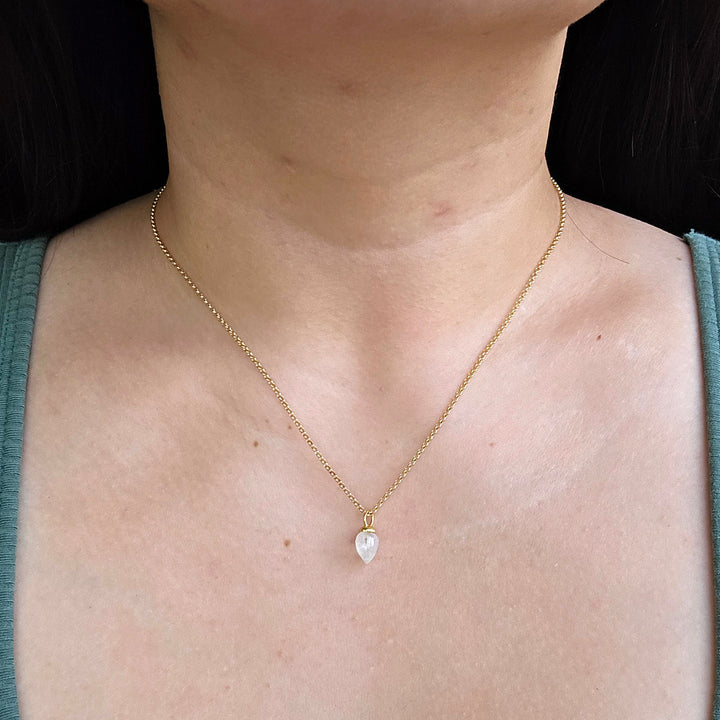 Gold Vermeil Rainbow Moonstone Necklace - "Pendulum"