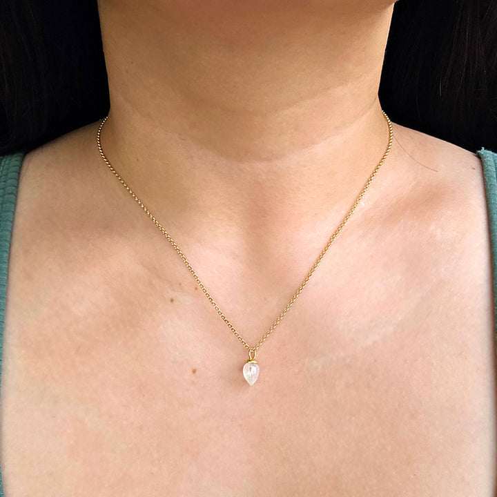 Gold Vermeil Rainbow Moonstone Necklace - "Pendulum"