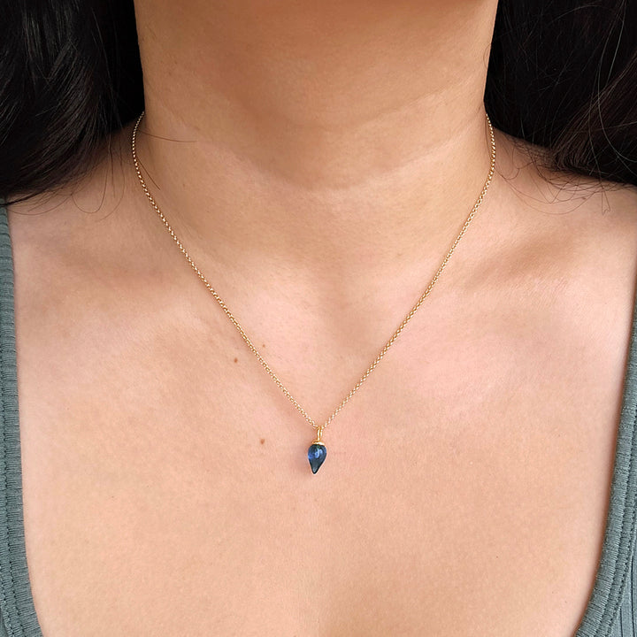 Gold Vermeil Iolite Necklace - "Pendulum"