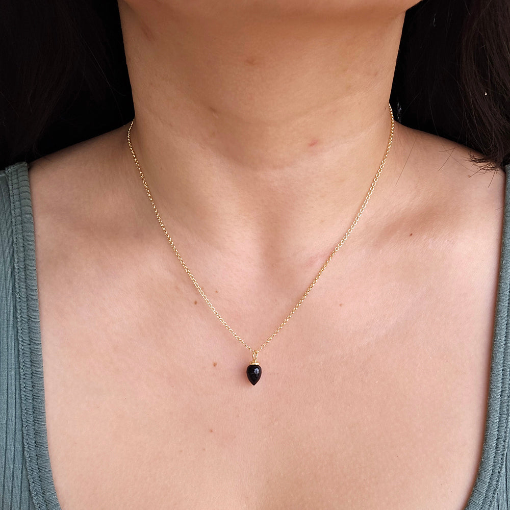 Gold Vermeil Black Onyx Necklace - "Pendulum"