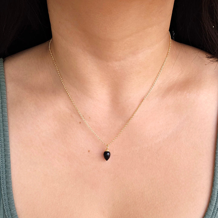 Gold Vermeil Black Onyx Necklace - "Pendulum"