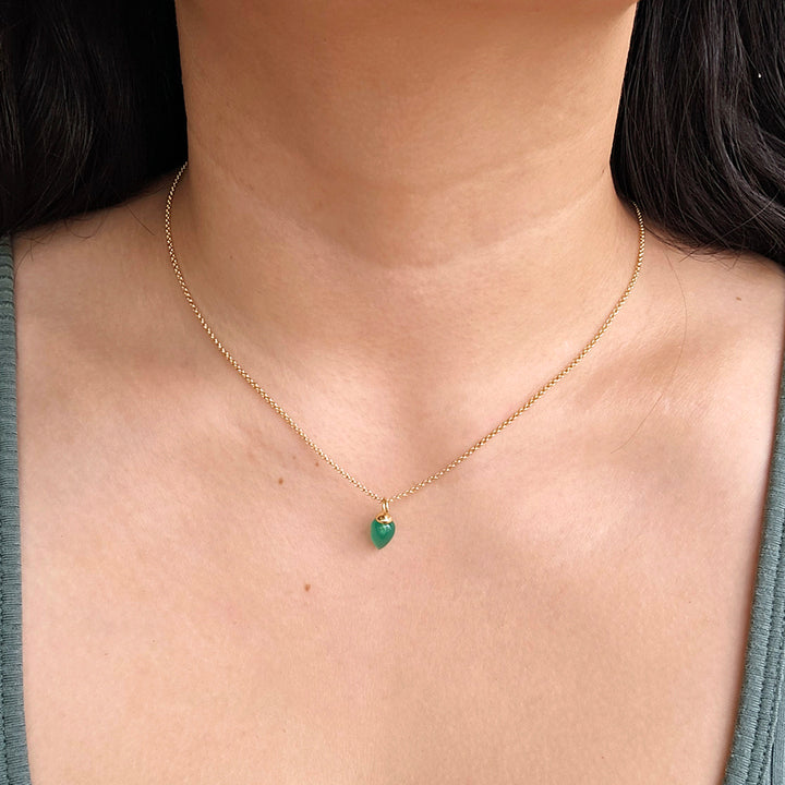 Gold Vermeil Green Onyx Necklace - "Pendulum"