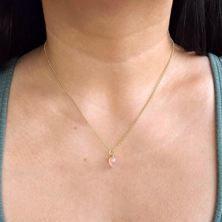 Gold Vermeil Rose Quartz Necklace - "Pendulum"