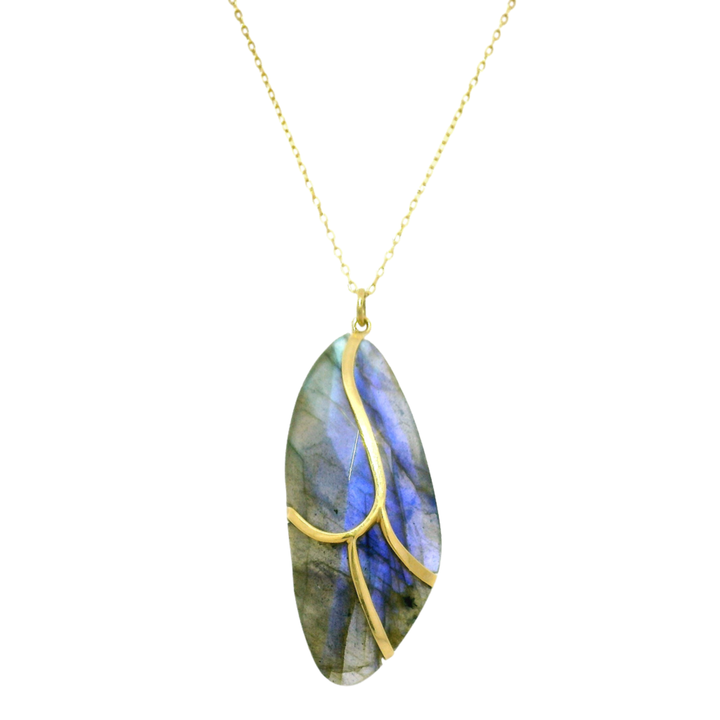 One-of-a-Kind Labradorite & Gold Necklace - "Butterfly Wing"