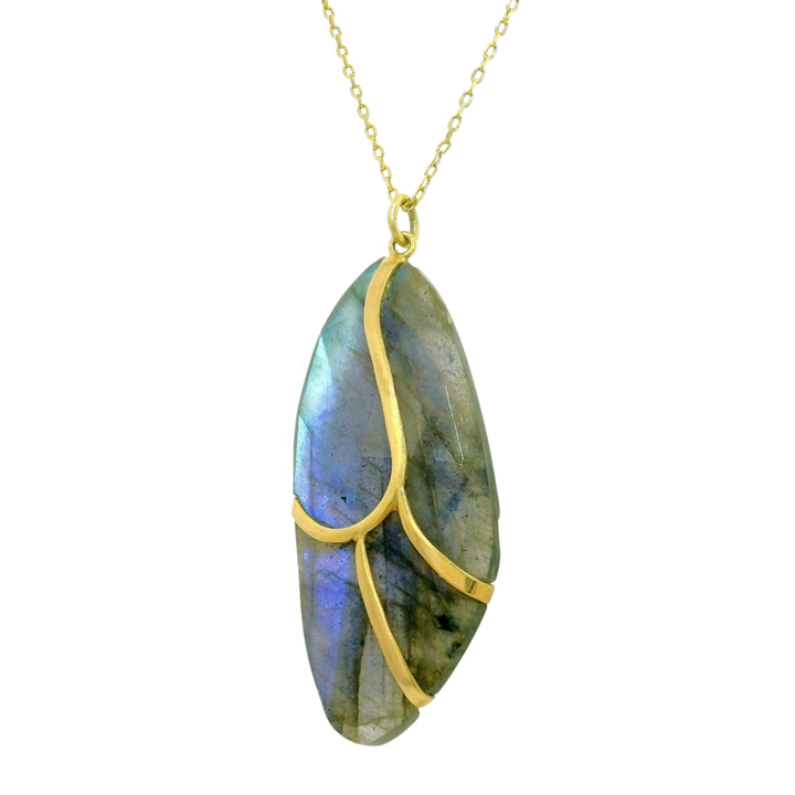 One-of-a-Kind Labradorite & Gold Necklace - "Butterfly Wing"