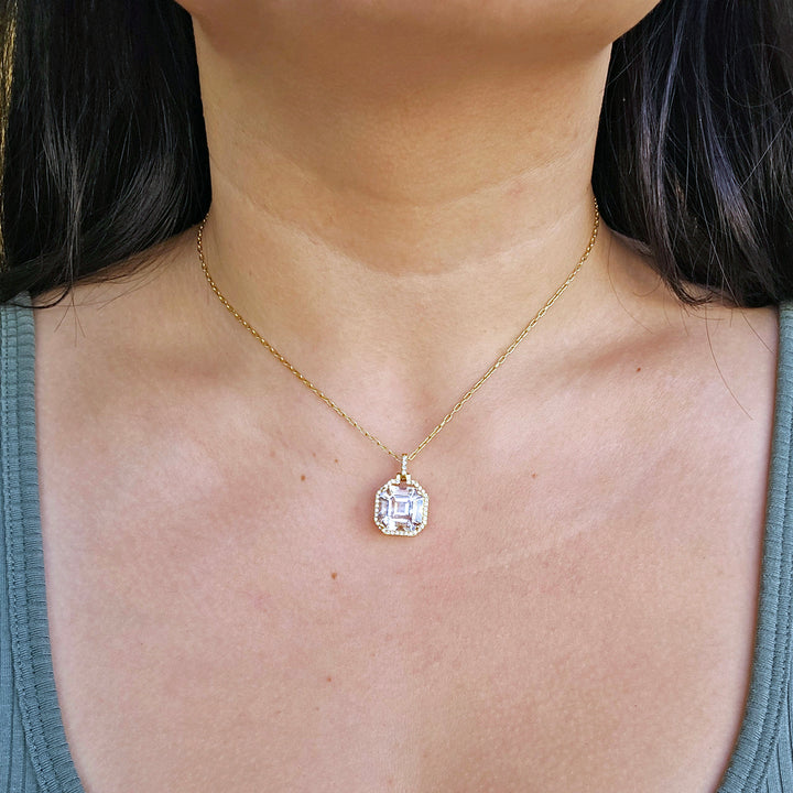 Rock Crystal & Diamond Yellow Gold Necklace - "Gossip"