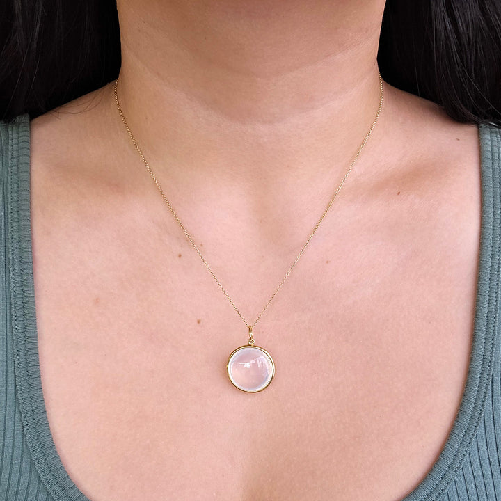 Moon Quartz & Yellow Gold Necklace - "Mischief"