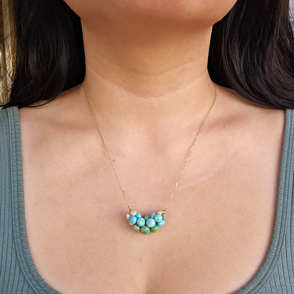 Turquoise Briolette Cluster Necklace - "Extra Large Cloud"