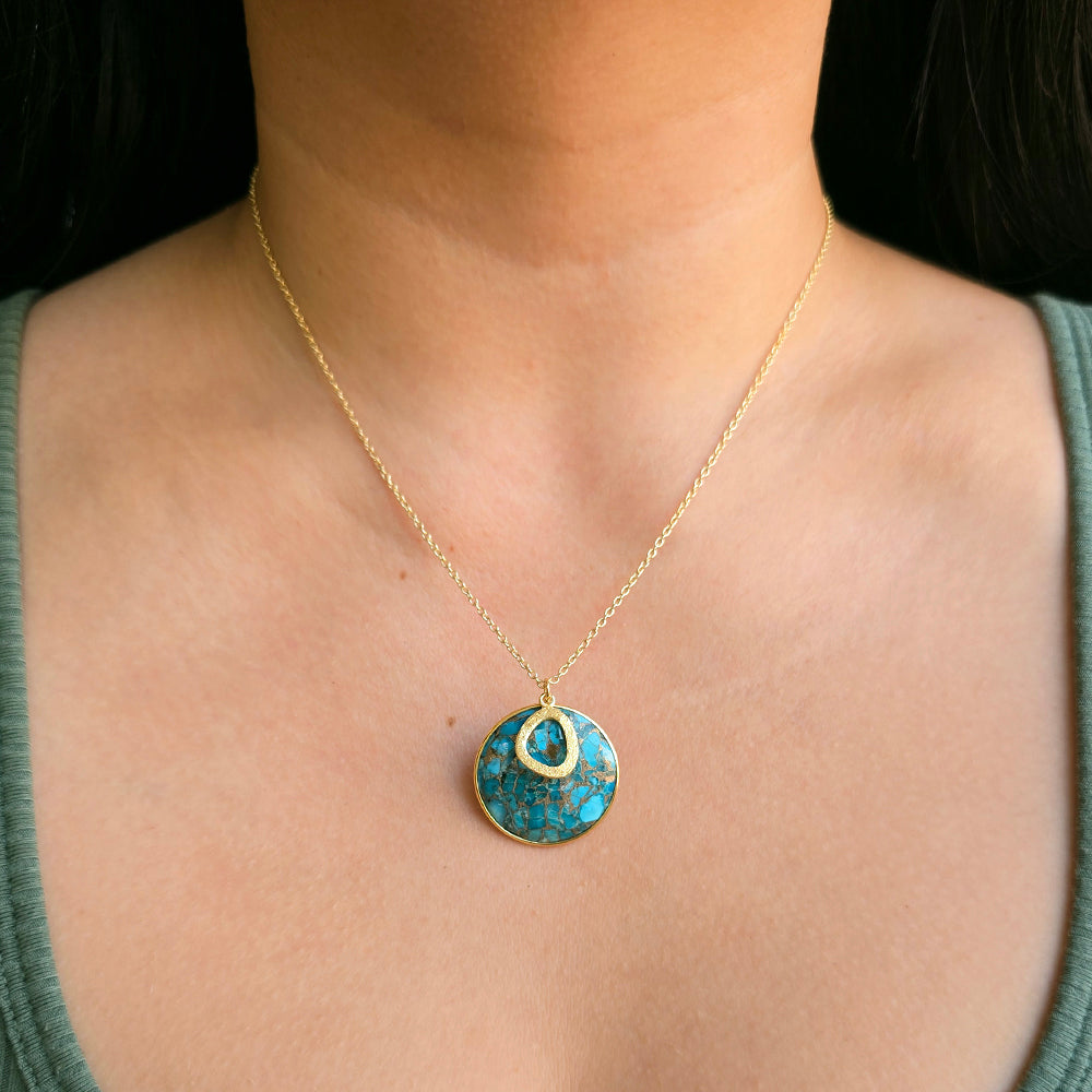 Turquoise Necklace in Gold Vermeil Silver - "Luna"